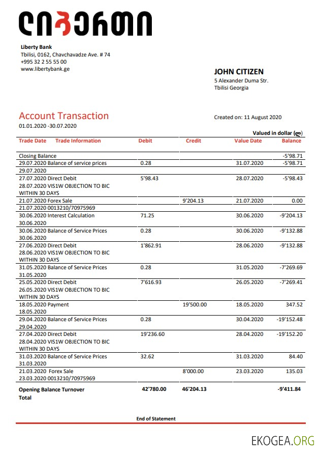 Banque Liberté de Géorgie